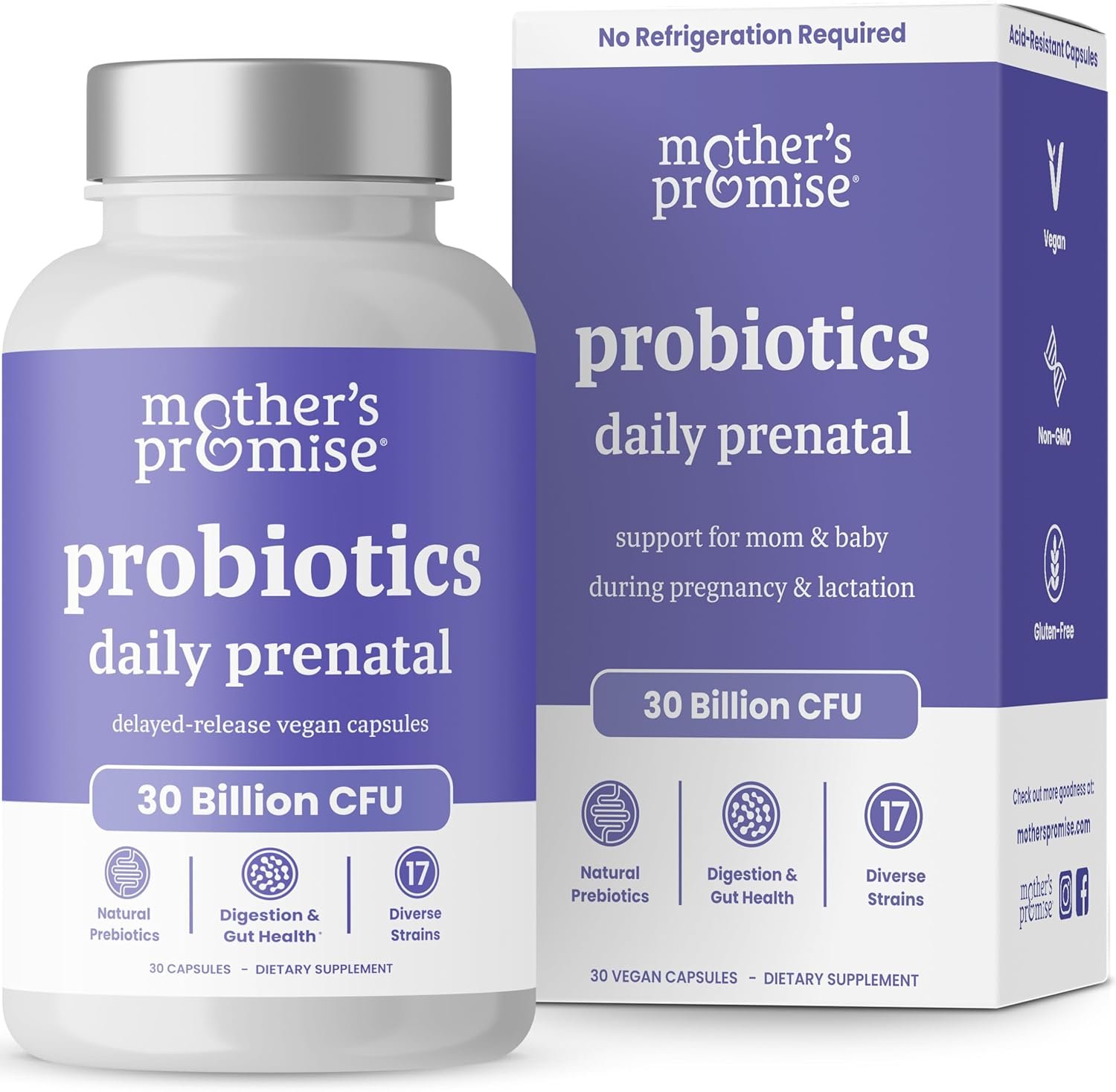 Prenatal Probiotics for Women | 30 Billion CFU, 17 Strains + Organic Prebiotics | Supports Digestion, Gut  Immune Health for Mom  Baby | Womens Probiotic for Pregnancy  Lactation | Vegan Capsules