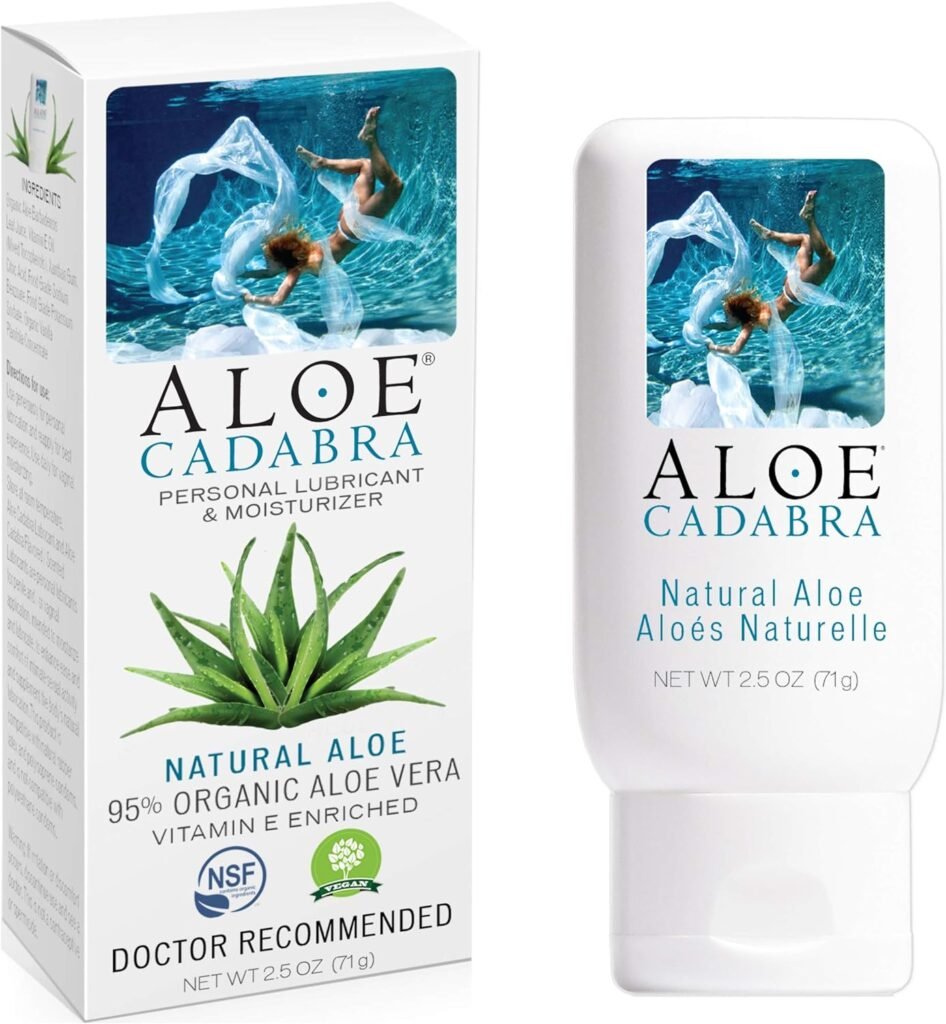 Aloe Cadabra Natural Water Based Personal Lube, Organic Lubricant Gel for Her, Him  Couples, Unscented, 2.5 oz