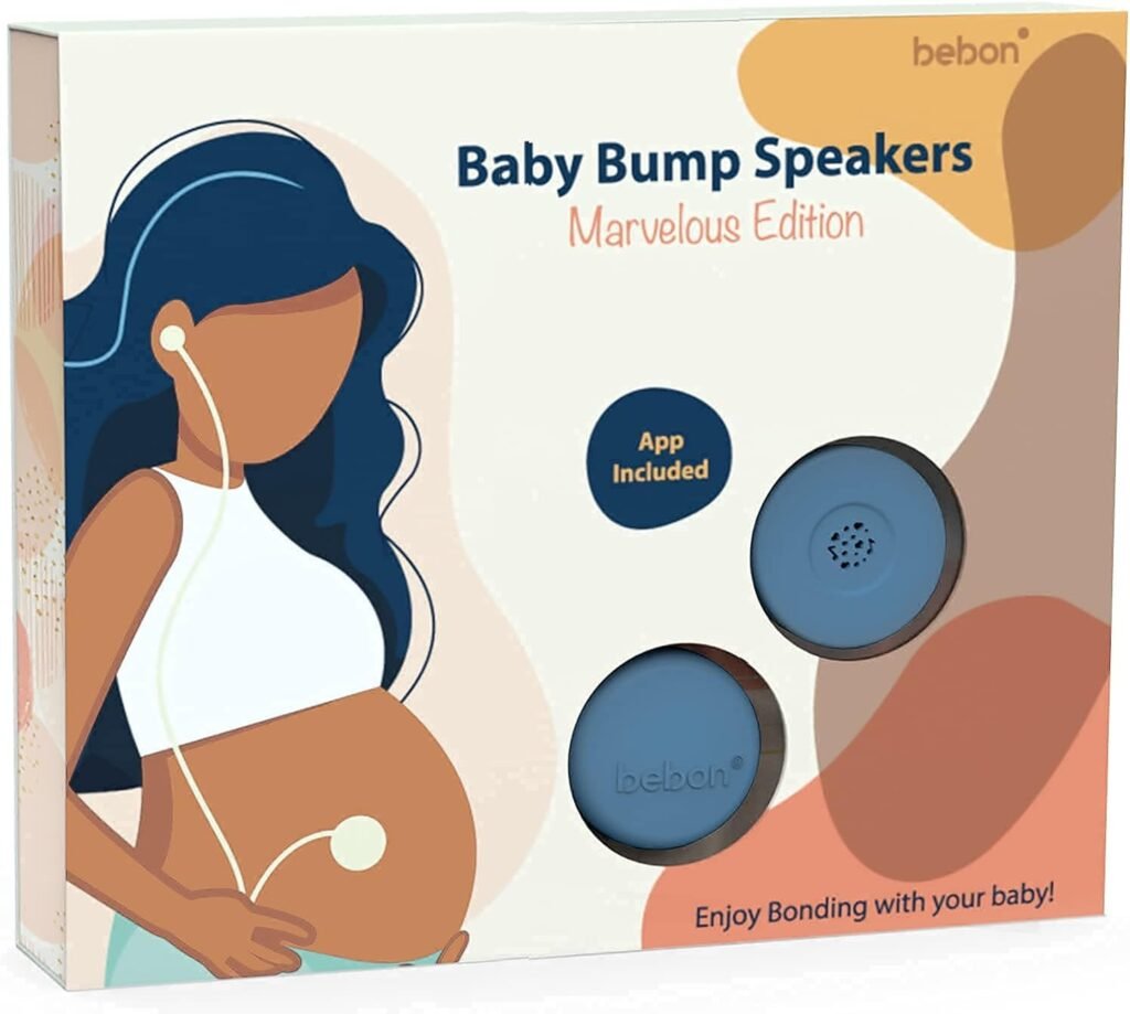 Baby Bump Headphones Marvelous Edition, Plays and Shares Music, Sound and Voices to The Womb, Prenatal Speaker, Including bebon Tunes APP (Ether Blue)