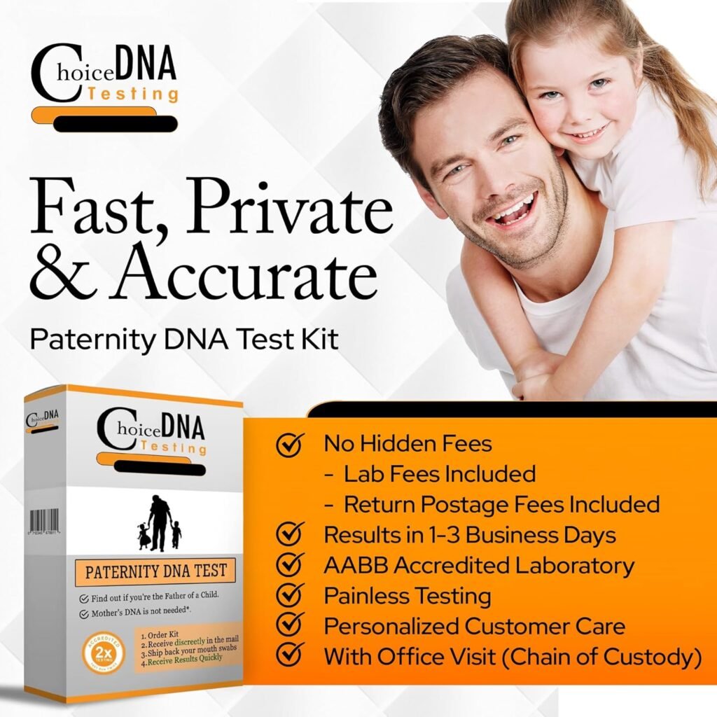 Choice DNA Paternity DNA Testing Kit, Paternity Test for Child and Father with 4 Swabs Per Person, DNA Kit with All Lab Fees Included, Paternity Test Kit at Home, Fast Private Results