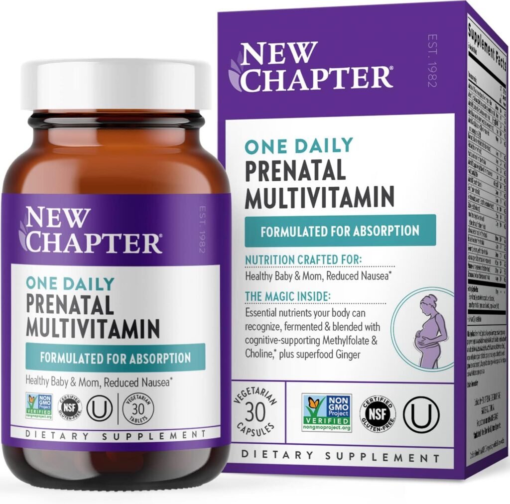 New Chapter Prenatal Vitamins, One Daily Prenatal Multivitamin with Methylfolate + Choline for Healthy Mom  Baby, Gluten Free  Non-GMO, 30 Count