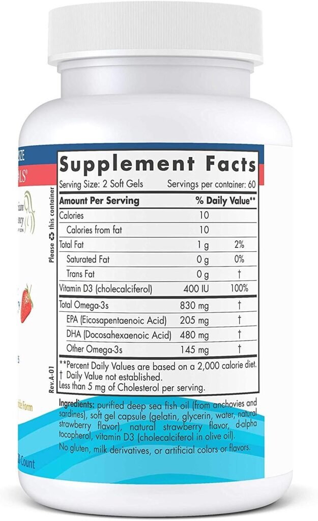 Nordic Naturals Prenatal DHA, Strawberry - 120 Soft Gels - 830 mg Omega-3 + 400 IU Vitamin D3 - Supports Brain Development in Babies During Pregnancy  Lactation - Non-GMO - 60 Servings