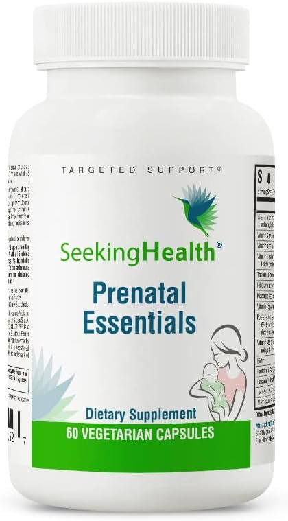 Seeking Health Prenatal Essentials, Methylated Bioavailable Folate and B12, Vitamin D3 and K2, Key Nutrients to Support Pregnancy and Breastfeeding, Vegetarian (60 Capsules)*