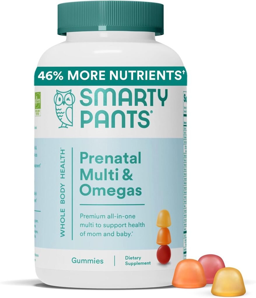 SmartyPants Prenatal Vitamins for Women, Multivitamin Gummies: Omega 3 Fish Oil (EPA/DHA), Biotin, Methylfolate, Vitamin D3, C, Vitamin B12, B6, Vitamin A, K  Zinc, 120 Count (30 Day Supply)