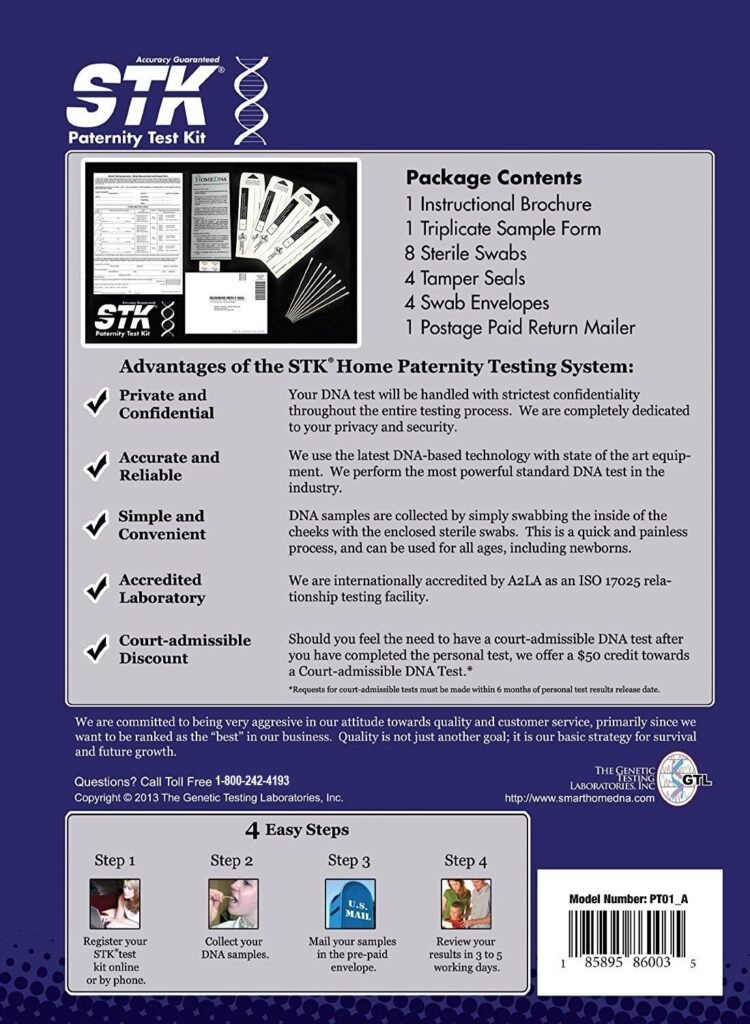 STKs Paternity Test Kit - Includes All LAB FEES and Free Return Mailer for 99.999% Accurate 2-Person Testing