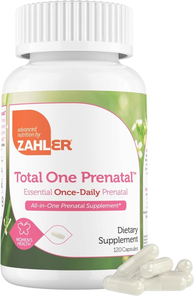 Zahler - Total One Prenatal Vitamins for Women (120 Count) Daily Multi Vitamin Prenatals with Folic Acid, Iron, Zinc  19 Other Essential Vitamins  Minerals - Kosher Pre Natal Multivitamin Capsules