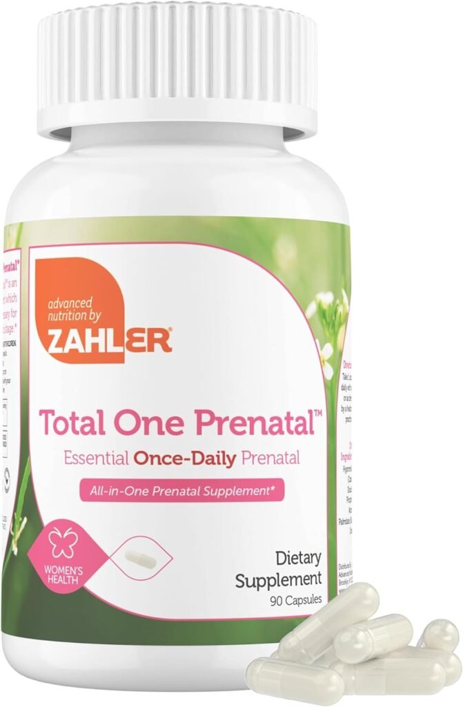 Zahler - Total One Prenatal Vitamins for Women (120 Count) Daily Multi Vitamin Prenatals with Folic Acid, Iron, Zinc  19 Other Essential Vitamins  Minerals - Kosher Pre Natal Multivitamin Capsules