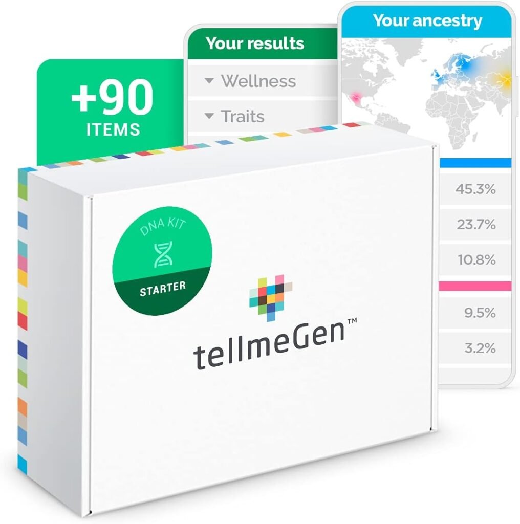 tellmeGen DNA Test Starter (Ancestry - Traits - Fitness and Diets) More 90 Online Reports - Ancestry DNA Test Kit, DNA Connect Family Finder, Sports, Diet and Traits